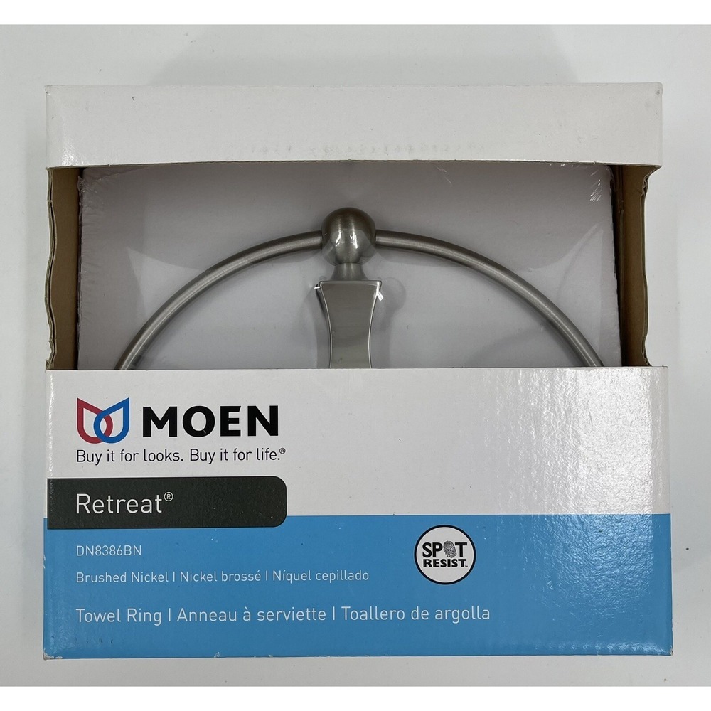 Moen Towel Ring DN8386BN From The "Retreat"‎ Collection Brushed Nickel NIB New